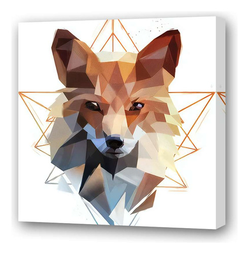 Cuadro 60x60cm Animal Zorro Geometrico Hipster Diseño