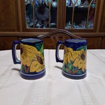 Comprar Antiguo Par De Chop Cerveza Jarras En Ceramica Española