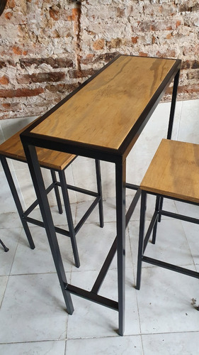 Imagen 8 de 10 de Mesa Barra Desayunador 80x30x105cm + 2 Taburetes 30x30 Bar