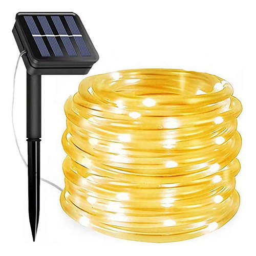 Guirnalda De Luces Navidad Solar Exterior Jardin 12m 100led Luces Amarillo