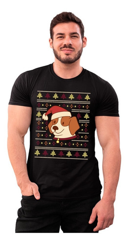 Playera Navidad - Hombre - Diseño Navideño - Perro Navideño