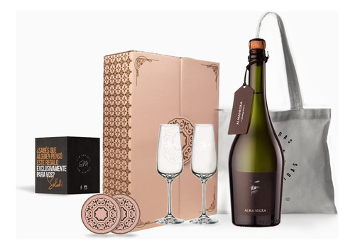 Box Champagne Alma Negra Blanc De Blancs Copas Transparentes