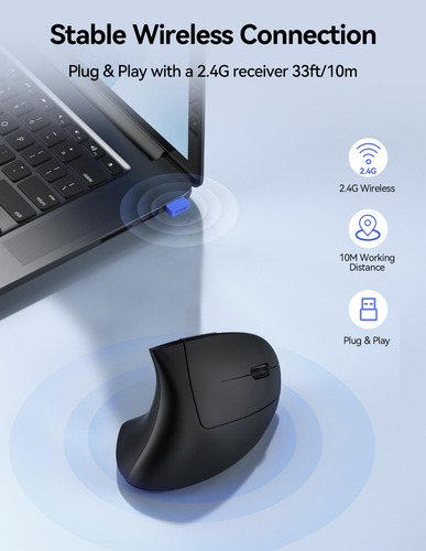 Ratón Tecknet Ergonómico Recargable Vertical Inalámbrico