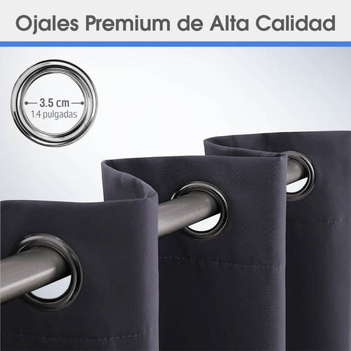 Juego de 2 Cortinas Blackout Magma Life 213x160 cm Color Gris con Ojales, Aislamiento Térmico y Protección Solar para Dormitorio o Sala