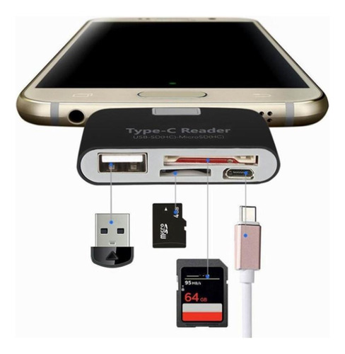 Adaptador Type-c Card Reader E Usb Leitor De Cartão Otg