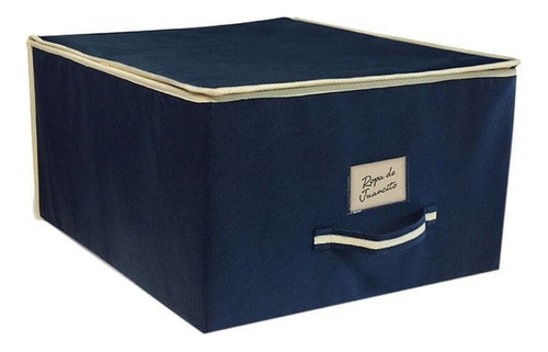 Caja Organizadora De Tela Azul Con Tapa 40x50x25cm.