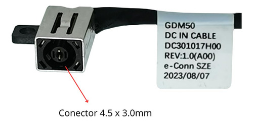 Conector Dc Jack Compatível Notebook Dell Vostro 3530 0231x7