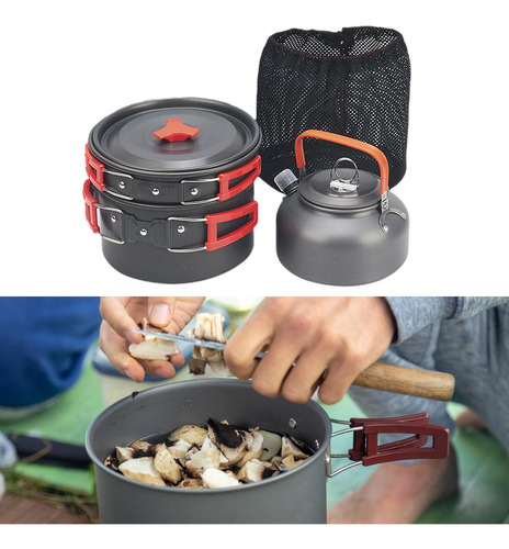 Juego De Cocción Para Acampar Kit De Cocina Mango Naranja