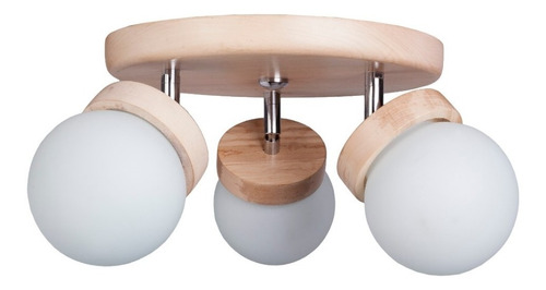 Aplique Spot 3 Luz Globo Movil Madera Lenga Apto Led R