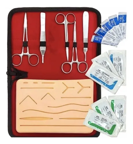 comprar Kit Practica Sutura Completo: Piel, Tijeras, Pinzas, Suturas