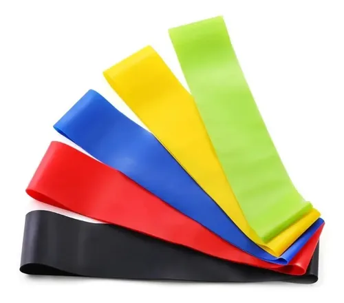 Kit 5 Faixa Elastica Treino Ginastica Pilates e Fisioterapia