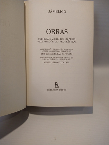 Obras Jamblico Gredos (Usado)
