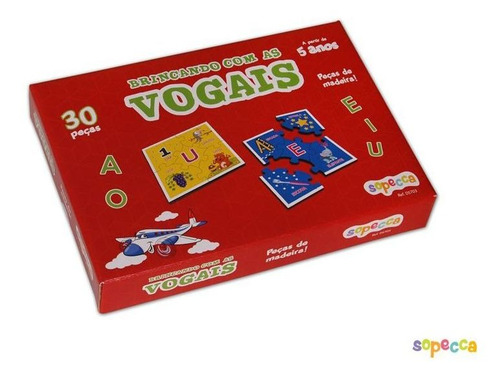 Imagem 1 de 4 de Quebra Cabeça De Letras Vogais 30 Peças - Sopecca Ds703