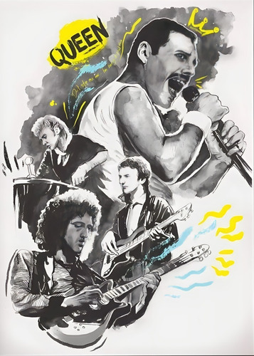 287# Cuadro 30x40 Queen Freddy Vinilo Mdf Listo P/ Colgar