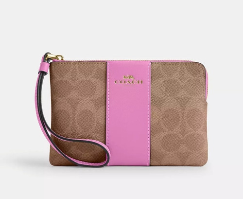 Muñequera Coach Original Con Cierre Marrón Claro Con Firma C