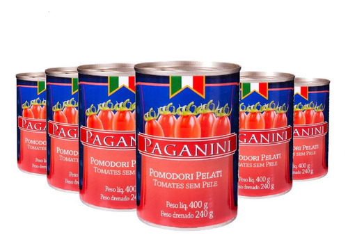 Tomate Pelado Paganini 400g 6 Unidades