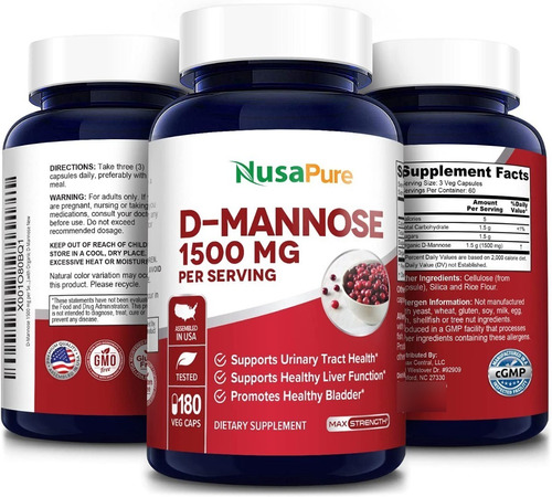 D-mannose Organico 1500 Mg 180 Cápsulas Vegetarianas.