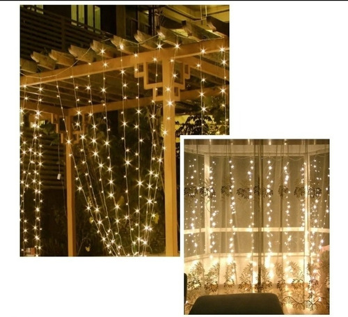 Cortina Led Solar Cascada Navidad 3x2 Calidas