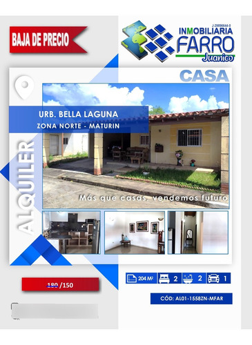 Imagen 1 de 9 de Se Alquila Casa Urb Bella Laguna Tipuro Al01-1558zn-mfar