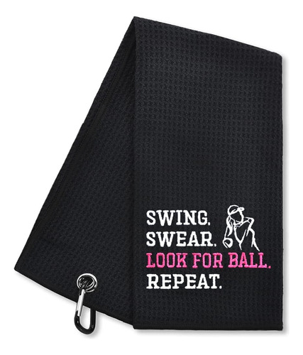 Hafhue Swing Swear Look For Ball Repeat Funny Golf Towel,