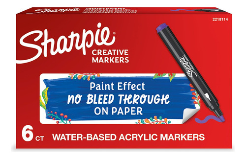 Sharpie Marcadores Acrílicos, Color Lila, 6 Piezas