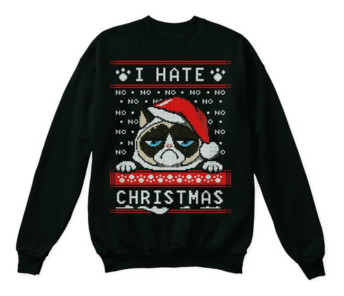 Sudaderas Ugly Sweater Navideño Grumpy Cat Odio La Navidad
