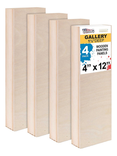 Tableros De Madera Para Pintar 10 X 30 Cm 4 Pz Us Art Supply