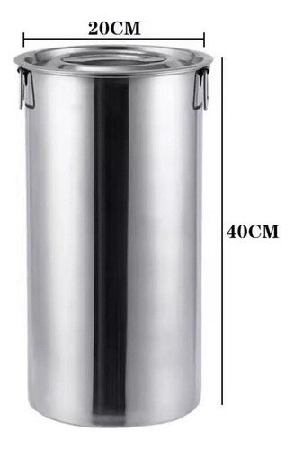 K Cubo De Acero Inoxidable Con Tapa Segura Y Asas 22x40cm15l