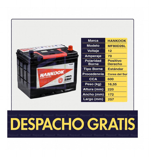 Imagen 2 de 6 de Batería Toyota Hilux 2.4 2014 Dohc Bencina