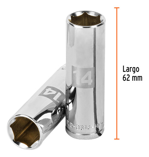 Dado Largo 6 Puntas 14mm Cuadro 3/8´ Acero Biselado 13774