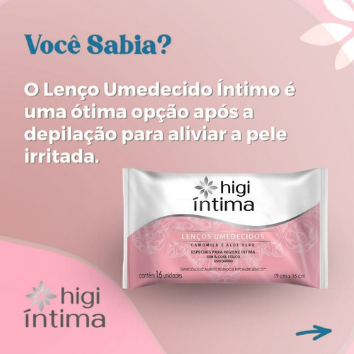 Kit C/2 Lenços Umedecidos Higi Mulher Camomila E Aloe Vera
