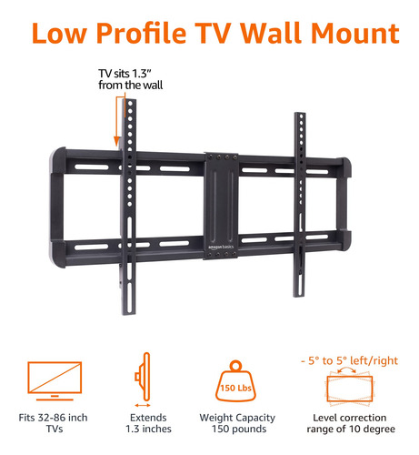 Basics Soporte De Pared Tv 32 A 86 Pulgadas Negro Mmg