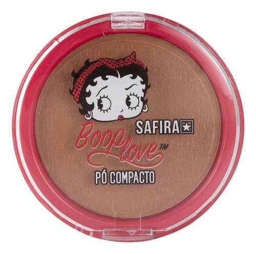 Base de maquiagem em pó Safira Cosméticos Betty Boop Pó Compacto Pó Compacto Nº 01 tom nº 07 - 9g