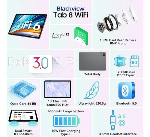 Tablet Blackview Tab 8 Wifi 10 64gb 7gb Ram Android 12