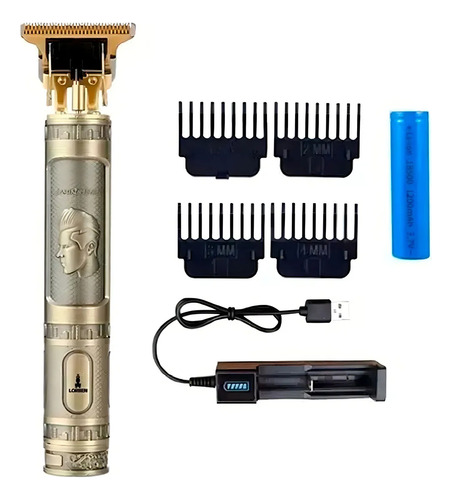 Maquina Corta Pelo Patillera Barba Recargable Trimmer T9 Dorado Oscuro