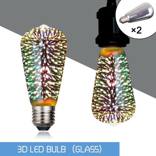 2x 3d Rgb Led Fuegos Artificiales Bombilla Para Mi
