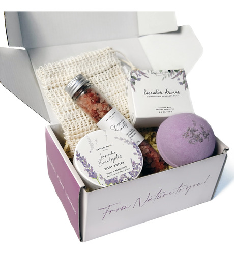 Set De Regalo Hecho A Mano De Amor Lavender Natural, Caja De