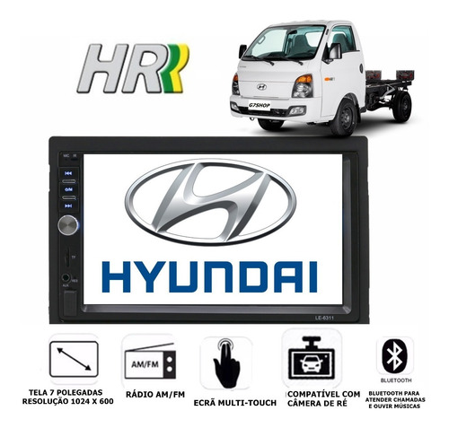 Central Multimídia Hyundai Hr Bluetooth Usb Mp5 + Controle