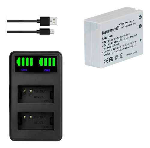 Kit 1x1 Nb-10l Para Canon G1x Sx40hs Sx50 Hs Sx60 Hs G15 G16
