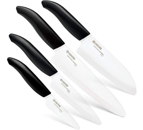 Cuchillos Kyocera Advanced Ceramic, Negro Y Blanco, 4 Pzs