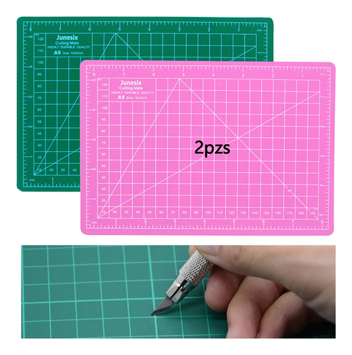 2 Pcs A5 Tapete Para Corte 15 X 22 Doble Vista Rosa/verde