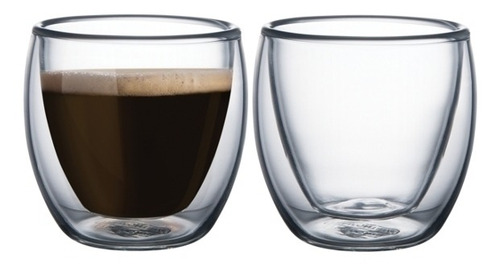 Imagen 1 de 5 de Juego 2 Vasos, Vidrio Doble Para Café - Tramontina Tf6610