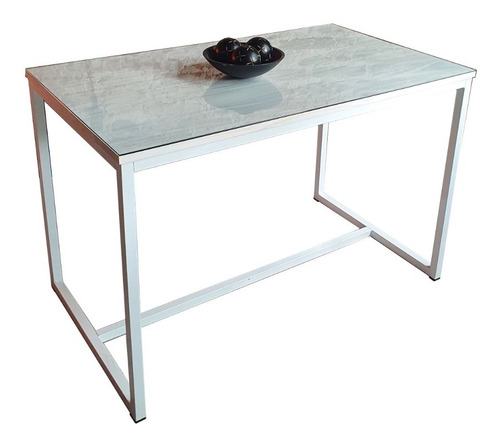 Mesa Comedor Industrial Madera Decapé  120x70 + Cristal 4mm