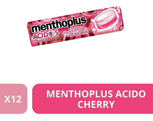 Pastillas Menthoplus Ácido Cherry Pack X 12un