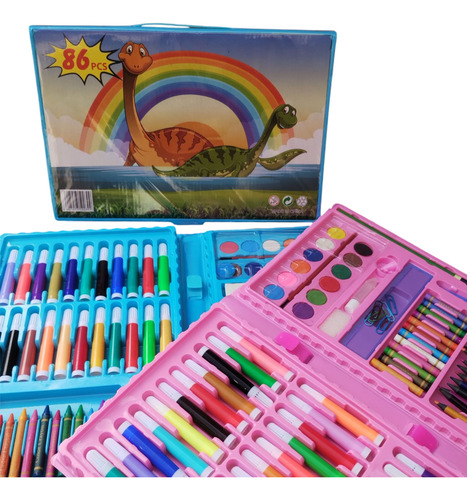 Valija Kit Set Pintar De Arte 86 Escolar Lápices Niños