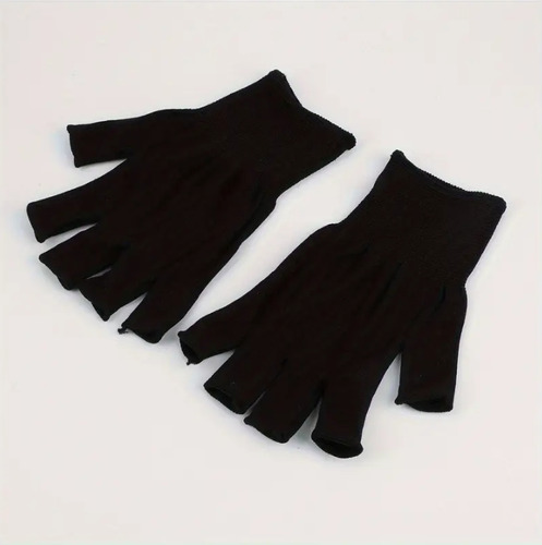 Guantes Lana Dedos Cortados Negro Unisex Rock Invierno Negro Liso