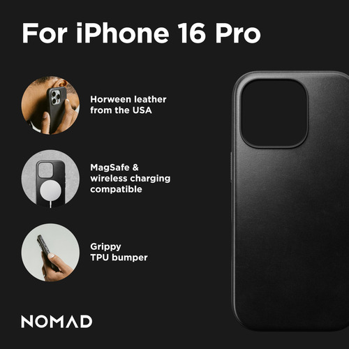 Capa Em Pele Para iPhone 16 Pro Nomad Modern Black