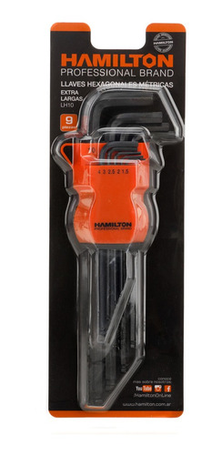Juego Set Llaves Allen Hexagonal Largas Mm Punta Redonda