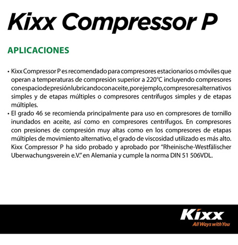Aceite Para Compresor Kixx Compressor P 150 Cubeta 20l