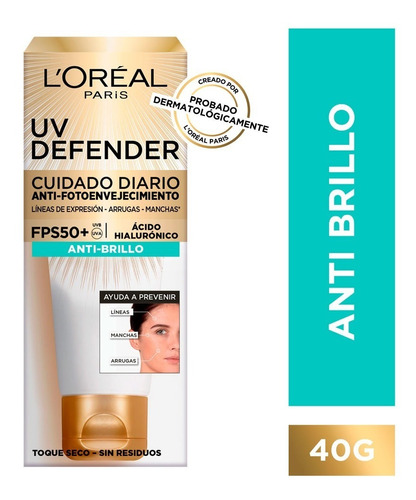 Crema Uv Defender L'oreal Paris Toque Seco Fps50+ 40gr 